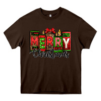 Chocolate Brown merry christmas license plate letters Heavy Core Tee - Jasminsmagicworld