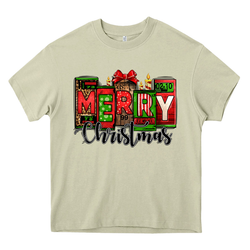 Merry Christmas License Plate Letters Heavy Core Tee by Jasminsmagicworld | Teevron