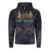 Cloud Black Happy Holidays Trees Vintage Hoodie - MaliasSmallBusiness