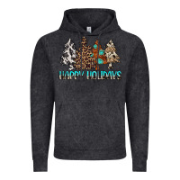 Vintage Black Happy Holidays Trees Vintage Hoodie - MaliasSmallBusiness