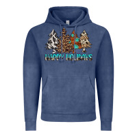 Vintage Denim Happy Holidays Trees Vintage Hoodie - MaliasSmallBusiness