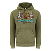 Vintage Olive Happy Holidays Trees Vintage Hoodie - MaliasSmallBusiness