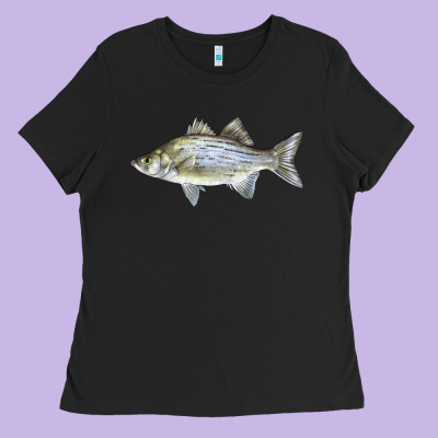 White Bass Fish Illustrations Ladies Tee Designed By Lillyallendesigns