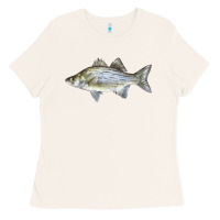 Bone White Bass Fish Illustrations Ladies Tee - LillyAllenDesigns