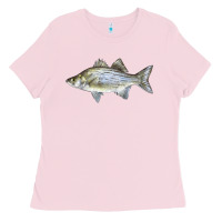 Bubblegum Pink White Bass Fish Illustrations Ladies Tee - LillyAllenDesigns