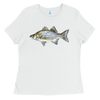 White White Bass Fish Illustrations Ladies Tee - LillyAllenDesigns