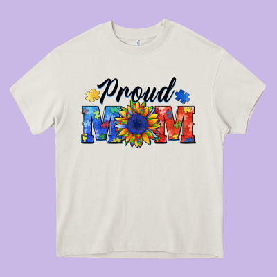 Proud Mom Autism Heavy Core Tee Designed By Barkaloodesign