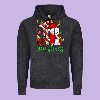 My 1st. Christmas With Cute Snowman Vintage Hoodie Designed By Nancycooperartshop