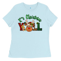 Baby Blue it's christmas y'all reindeer Ladies Tee - Jasminsmagicworld