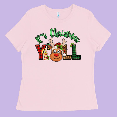 It's Christmas Y'all Reindeer Ladies Tee Designed By Jasminsmagicworld