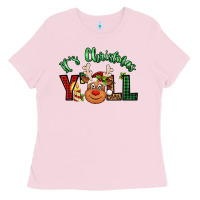 Bubblegum Pink it's christmas y'all reindeer Ladies Tee - Jasminsmagicworld