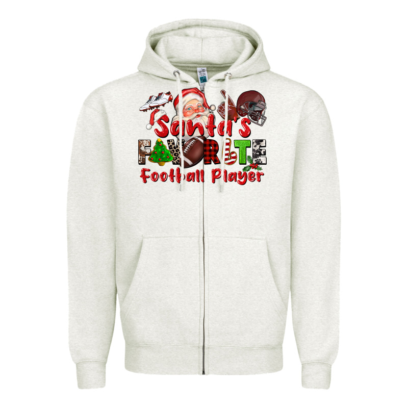 Santas Favorite  Football Player Zipper Hoodie by CowGirlArtShop | Teevron