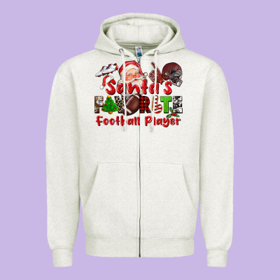 Santas Favorite  Football Player Zipper Hoodie Designed By Cowgirlartshop