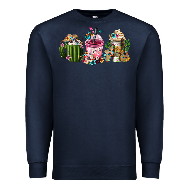 Mexican Day Of The Dead Coffee Cups Premium Sweatshirt by FaDigitalArtStudio | Teevron