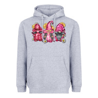 Heather Grey breast cancer gnomes Heavyweight Hoodie - FaDigitalArtStudio