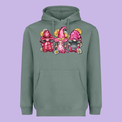 Breast Cancer Gnomes Heavyweight Hoodie Designed By Fadigitalartstudio