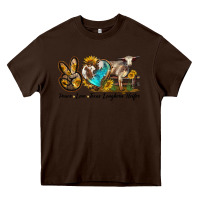 Chocolate Brown peace love longhorn heifer Heavy Core Tee - LillyAllenDesigns