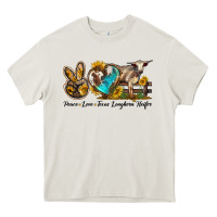 Cream peace love longhorn heifer Heavy Core Tee - LillyAllenDesigns