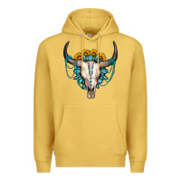Antique Gold sunflower gemstone bull skull Premium Hoodie - OliviaCreatesArt