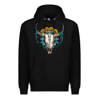 Black sunflower gemstone bull skull Premium Hoodie - OliviaCreatesArt