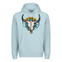 Blue Mist sunflower gemstone bull skull Premium Hoodie - OliviaCreatesArt