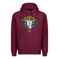 Burgundy sunflower gemstone bull skull Premium Hoodie - OliviaCreatesArt