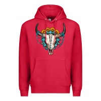 Cardinal sunflower gemstone bull skull Premium Hoodie - OliviaCreatesArt
