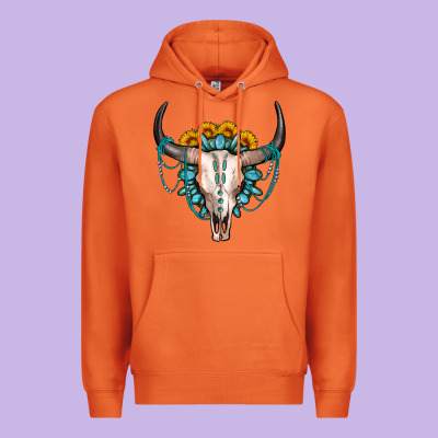 Sunflower Gemstone Bull Skull Premium Hoodie Designed By Oliviacreatesart