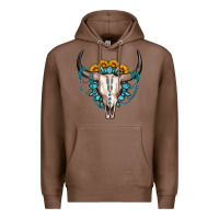 Chestnut sunflower gemstone bull skull Premium Hoodie - OliviaCreatesArt