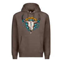 Coffee sunflower gemstone bull skull Premium Hoodie - OliviaCreatesArt