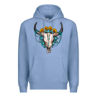 Colony Blue sunflower gemstone bull skull Premium Hoodie - OliviaCreatesArt