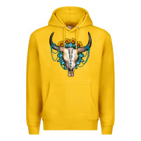 Lemon sunflower gemstone bull skull Premium Hoodie - OliviaCreatesArt