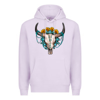 Lilac sunflower gemstone bull skull Premium Hoodie - OliviaCreatesArt