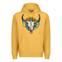 Mustard sunflower gemstone bull skull Premium Hoodie - OliviaCreatesArt