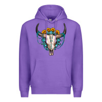 Purple sunflower gemstone bull skull Premium Hoodie - OliviaCreatesArt