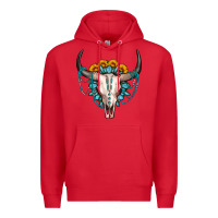 Red sunflower gemstone bull skull Premium Hoodie - OliviaCreatesArt