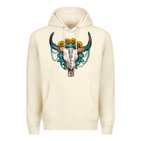 Sandshell sunflower gemstone bull skull Premium Hoodie - OliviaCreatesArt