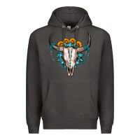 Smoke sunflower gemstone bull skull Premium Hoodie - OliviaCreatesArt