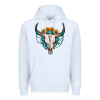 White sunflower gemstone bull skull Premium Hoodie - OliviaCreatesArt
