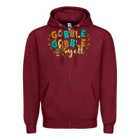 Burgundy gobble gobble yall Zipper Hoodie - CowGirlArtShop