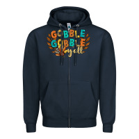 Navy gobble gobble yall Zipper Hoodie - CowGirlArtShop