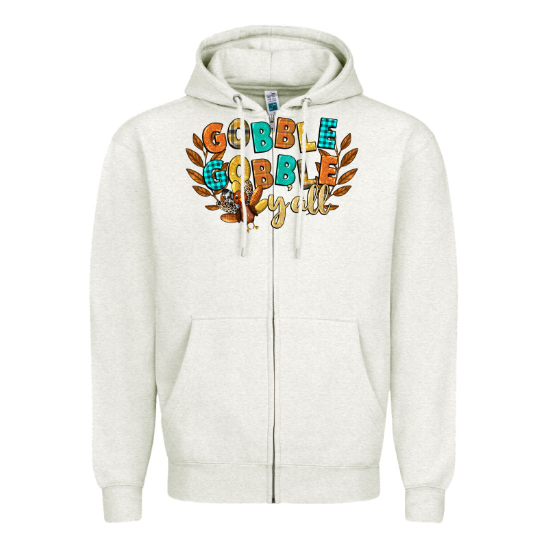 Gobble Gobble Yall Zipper Hoodie by CowGirlArtShop | Teevron