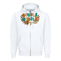 White gobble gobble yall Zipper Hoodie - CowGirlArtShop