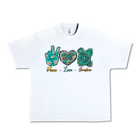 White Peace Love Gemstone Urban Heavy Tee - BundleAndBundleShop