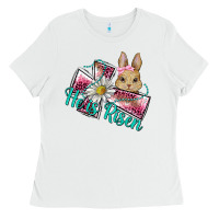 White he is risen cross rabbit Ladies Tee - BarkalooDesign