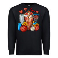 Black Basketball Sunflower Frappe Premium Sweatshirt - FaDigitalArtStudio