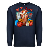 Navy Basketball Sunflower Frappe Premium Sweatshirt - FaDigitalArtStudio