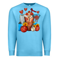 Ocean Blue Basketball Sunflower Frappe Premium Sweatshirt - FaDigitalArtStudio
