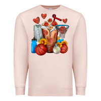 Pale Pink Basketball Sunflower Frappe Premium Sweatshirt - FaDigitalArtStudio