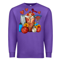 Purple Basketball Sunflower Frappe Premium Sweatshirt - FaDigitalArtStudio